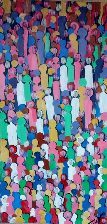 people tulips 绘画, 57.9x26.8 in