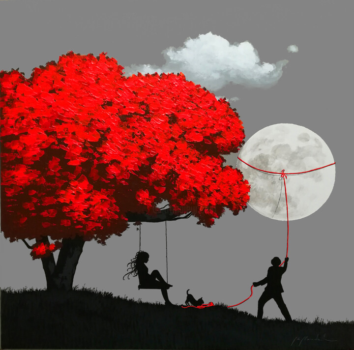 Ti regalo la luna Painting, 27.6x27.6 in
