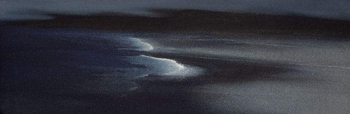 Malerei mit dem Titel "Janubio 3 (40x120cm)" von Ildefonso Aguilar, Original-Kunstwerk, Pigmente