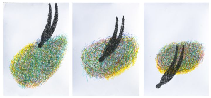 Drawing titled ""triptych" (21-12-2…" by Giulio Benatti, Original Artwork, Graphite