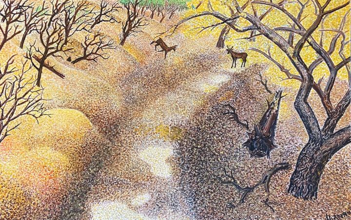 fall season in the hills (automne dans les collines) Рисунок, 28,7x45,3 in