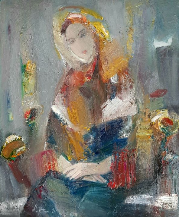 Bride (60x50cm, oil/canvas, abstract portrait) 绘画, 23.6x19.7 in
