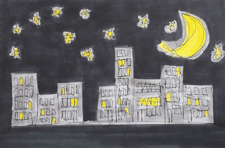Nuit pas si noire Рисунок, 5,5x8,3 in