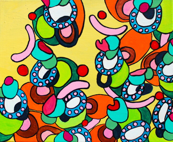 Painting titled "33. TUTTIFRUTTI" by Veera Zukova, Original Artwork, Acrylic Mounted on Wood Stretcher frame