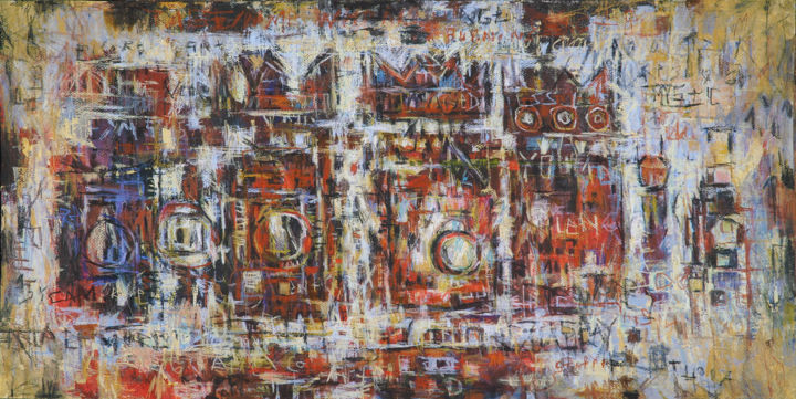 Sans titre481-technique mixte sur papier-100x50cm 绘画, 15.8x31.5 in
