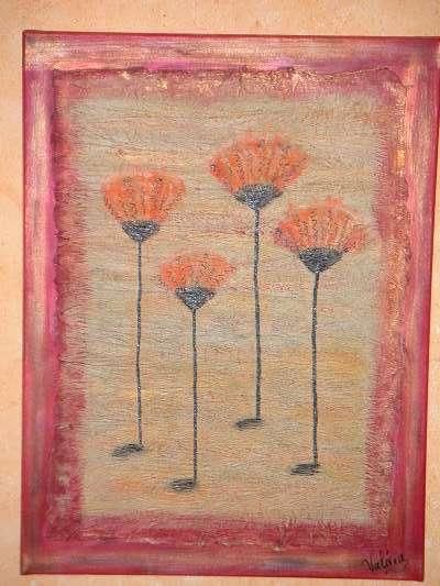 Pintura titulada "Fleurs du désert" por Valeria Dechamps-Ollivier, Obra de arte original, Oleo