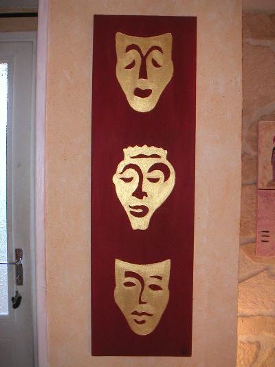 Pintura titulada "Masques" por Valeria Dechamps-Ollivier, Obra de arte original, Oleo