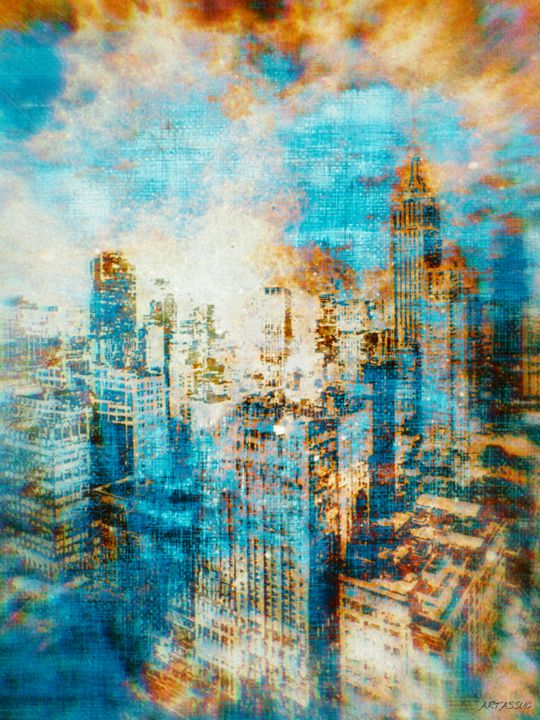 City 1 数字艺术, 31.5x23.6 in