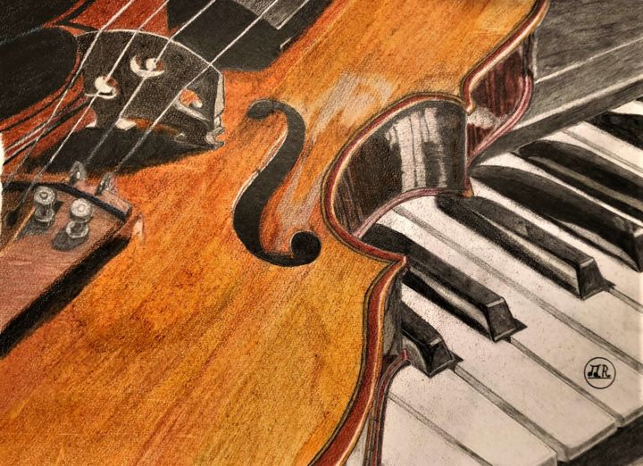 Violon sur piano 图画, 11x15.8 in