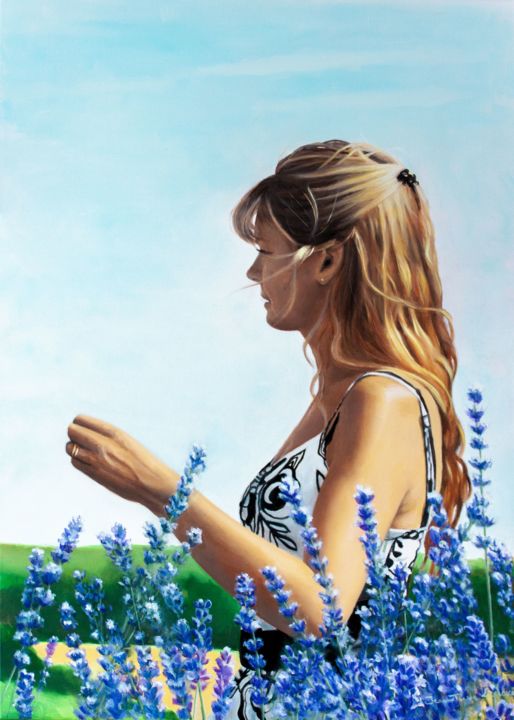 Painting titled "Lavandes" by Jean-Pierre André Leclercq, Original Artwork, Oil