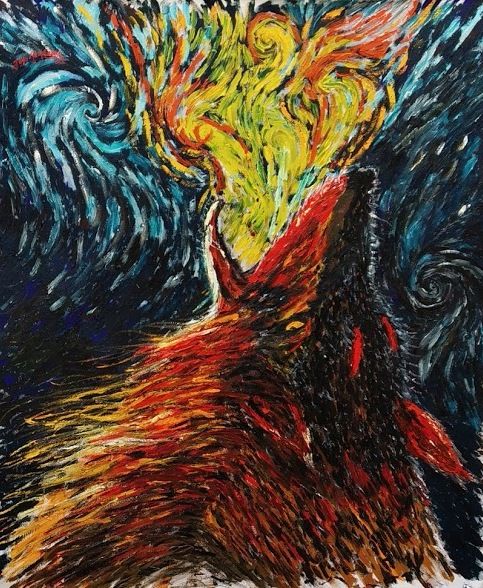 Wolf 绘画, 47.2x35.4 in