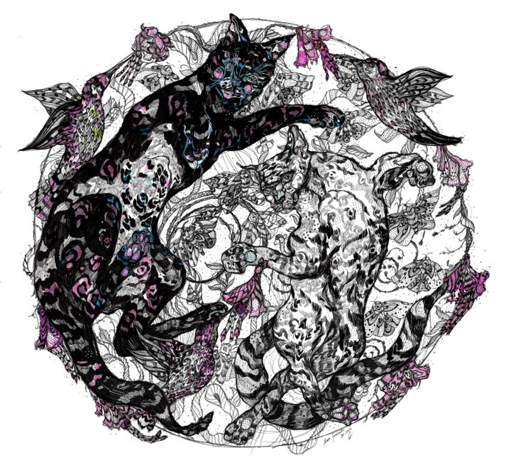 Moon Cat 图画, 27.6x29.5 in