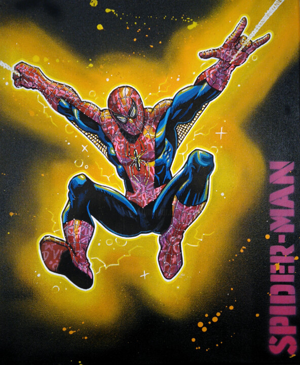 Energy Spider man 绘画, 18.9x14.2 in