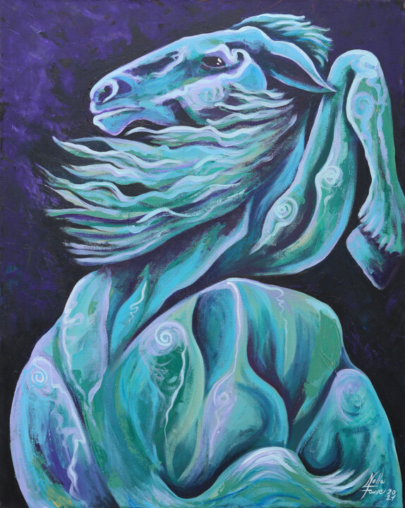 Horse in the eyes of a man 绘画, 39.4x31.5 in