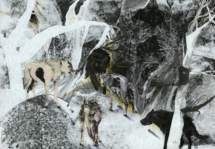 Snow wolves 图画, 13.4x19.3 in