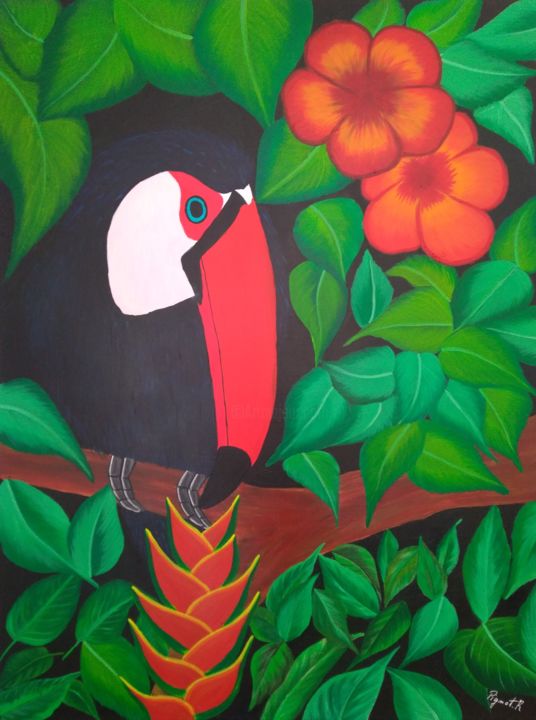 "TOUCAN" başlıklı Tablo Rosy Pignot tarafından, Orijinal sanat, Akrilik