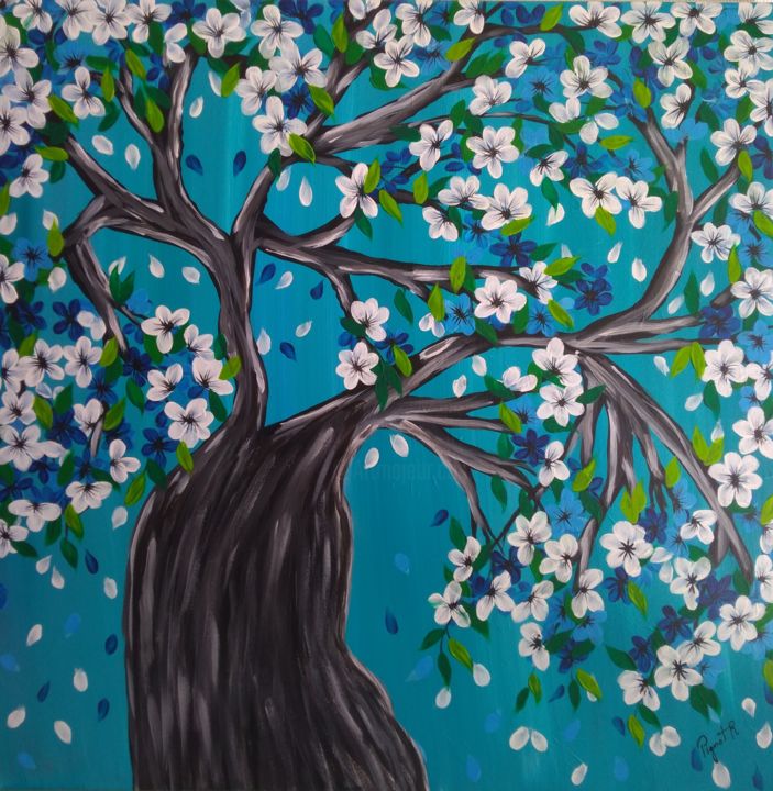 "arbre en fleurs bla…" başlıklı Tablo Rosy Pignot tarafından, Orijinal sanat, Akrilik