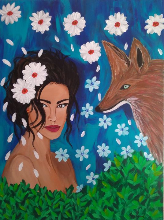 "La belle et le rena…" başlıklı Tablo Rosy Pignot tarafından, Orijinal sanat, Akrilik