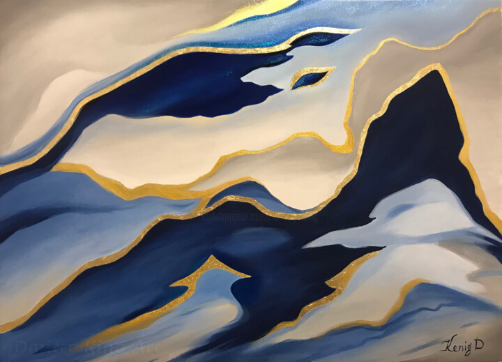 Pittura intitolato "ON CLOUD NINE - BLU…" da Dmitry King, Opera d'arte originale, Acrilico Montato su Telaio per barella in…