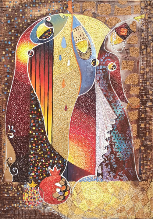 제목이 "Dancers (70x50cm, o…"인 미술작품 Ruzanna Melqumyan로, 원작, 기름 나무 들것 프레임에 장착됨
