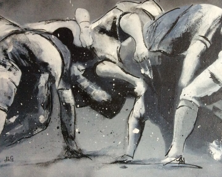 Mélée 绘画, 13x16.1 in