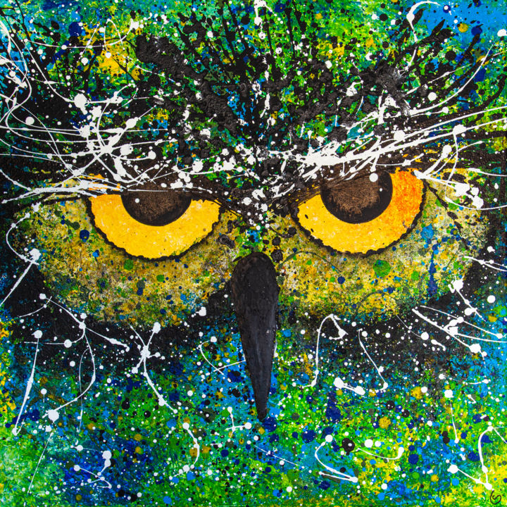 COUCOU HIBOU 绘画, 23.6x23.6 in