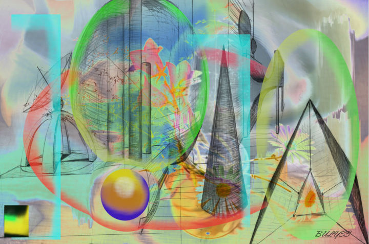 Digital Arts titled "Geometric science" by Marc Bulyss, Original Artwork, Digital Painting