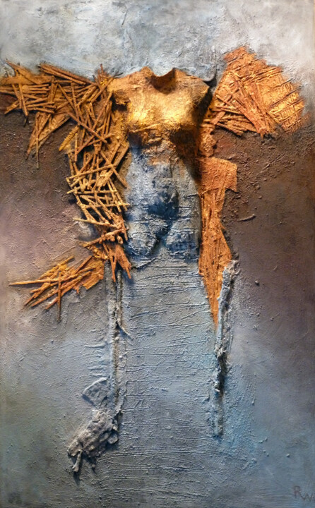 Merging Blue 雕塑, 83.9x48 in