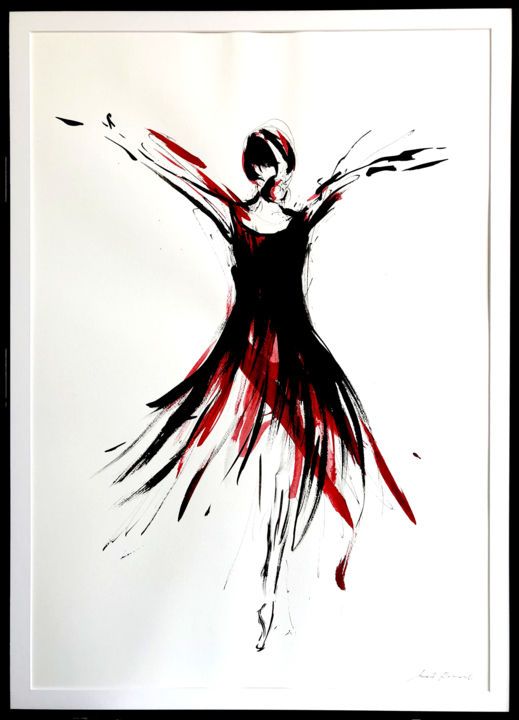 Le rouge et le noir II 绘画, 25.6x19.3 in
