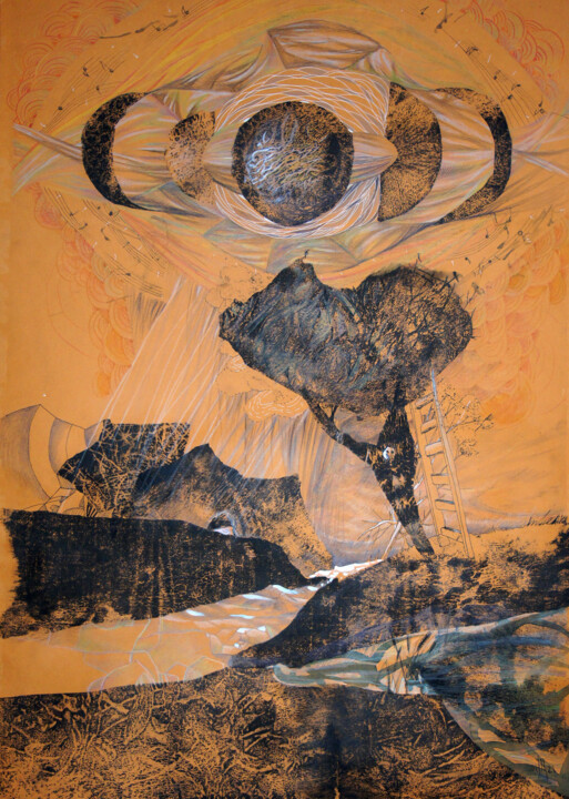 Moonlight Sonata - unusual b/w graphic landscape 图画, 26.8x18.9 in