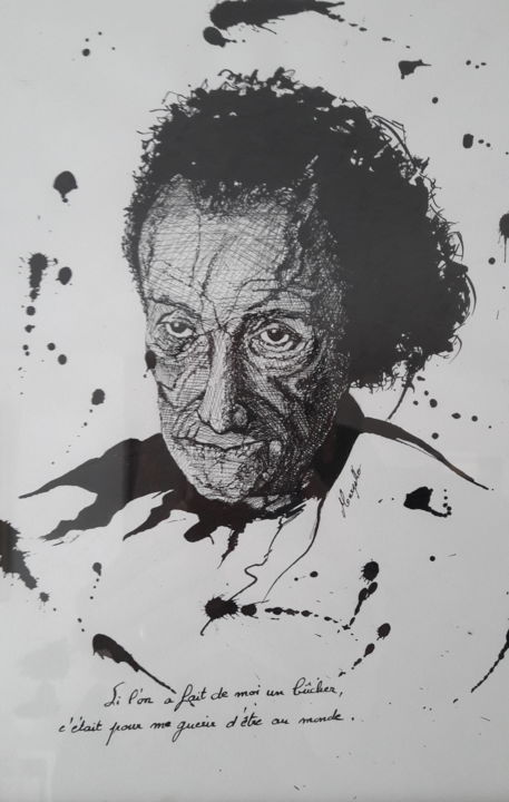 Desenho intitulada "Antonin Artaud" por Luis Margallo, Obras de arte originais, Tinta