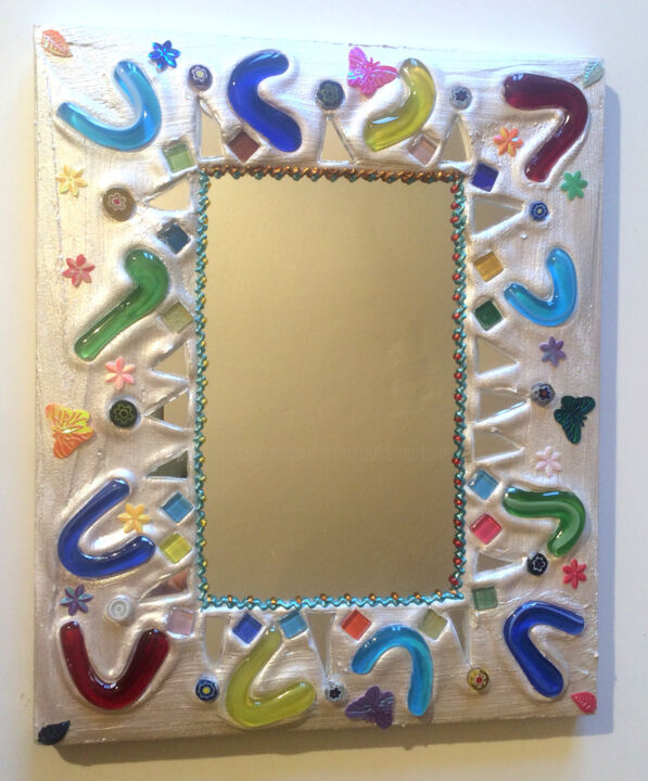 miroir mosaïque et peinture joyeuse "verre de couleurs sur b 设计, 11.8x9.8 in