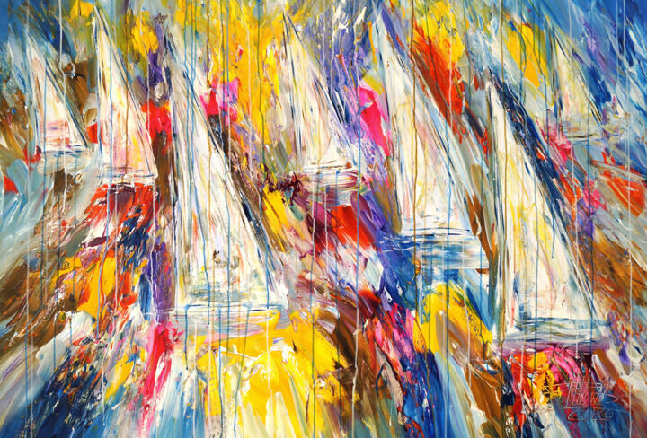 Stormy Sailing Regatta XL 4 绘画, 41.3x61 in