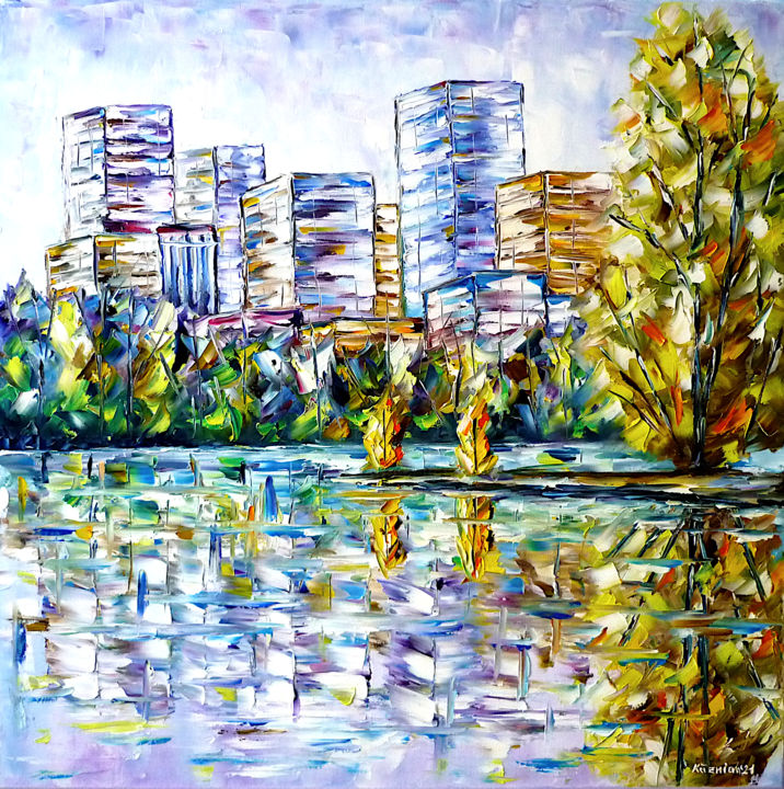 Winter in New York 绘画, 27.6x27.6 in