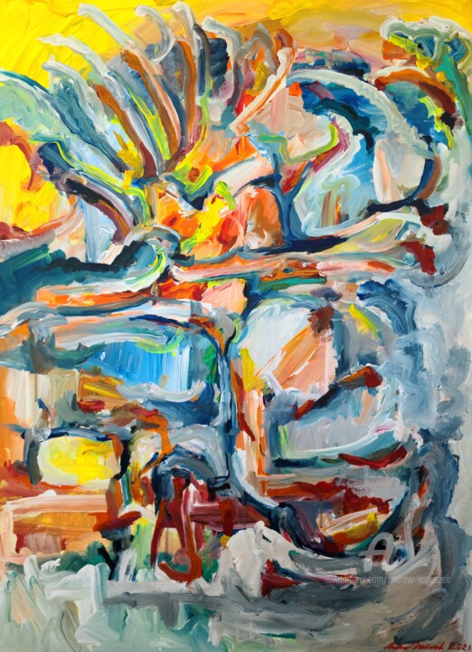 Painting titled "The Savage Mountain" by Andrew Walaszek, Original Artwork, Acrylic Mounted on Wood Stretcher frame