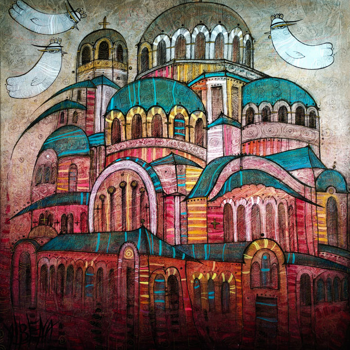 Peinture intitulée "Souvenirs de Sofia" par Albena Vatcheva, Œuvre d'art originale, Huile Monté sur Châssis en bois