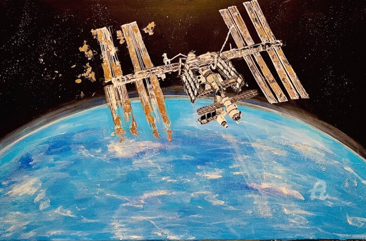 Painting titled "New horizons" by Daciana, Original Artwork, Acrylic Mounted on Wood Stretcher frame