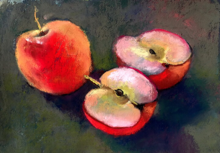 Drawing titled "Cripps Pink" by Lena Ru, Original Artwork, Pastel