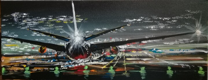 LO SPETTACOLO DELL' ARRIVO 绘画, 7.9x19.7 in