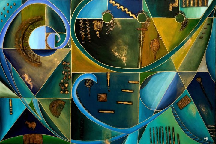 Schilderij getiteld "Tapisserie" door Anne Brigaud, Origineel Kunstwerk, Acryl