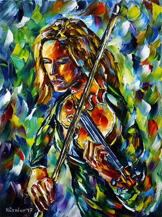 Geigenspielerin 绘画, 15.8x11.8 in