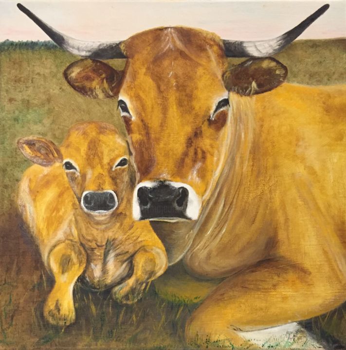 Les Belles d'Aubrac 绘画, 19.7x19.7 in
