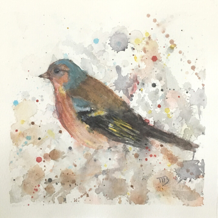 Pinson des arbres 绘画, 7.9x7.9 in