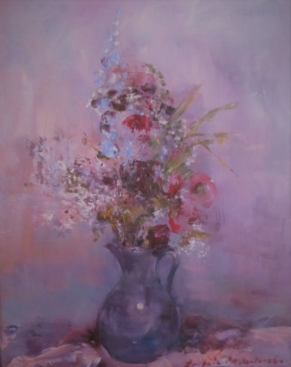 Peinture intitulée "Łąkowe kwiaty 2020,…" par Barbara Przyborowska, Œuvre d'art originale, Acrylique