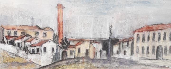 Painting titled "The Old Sugar Facto…" by Jill Carrott, Original Artwork, Charcoal