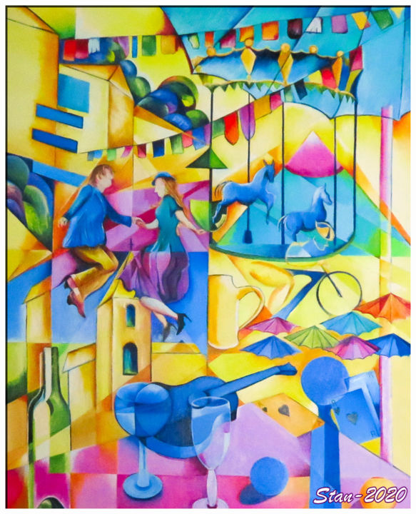 La Fête au Village 绘画, 36.2x28.7 in