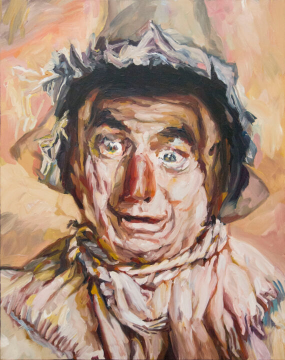 The Scarecrow from Oz looking scared. 绘画, 36.2x28.7 in