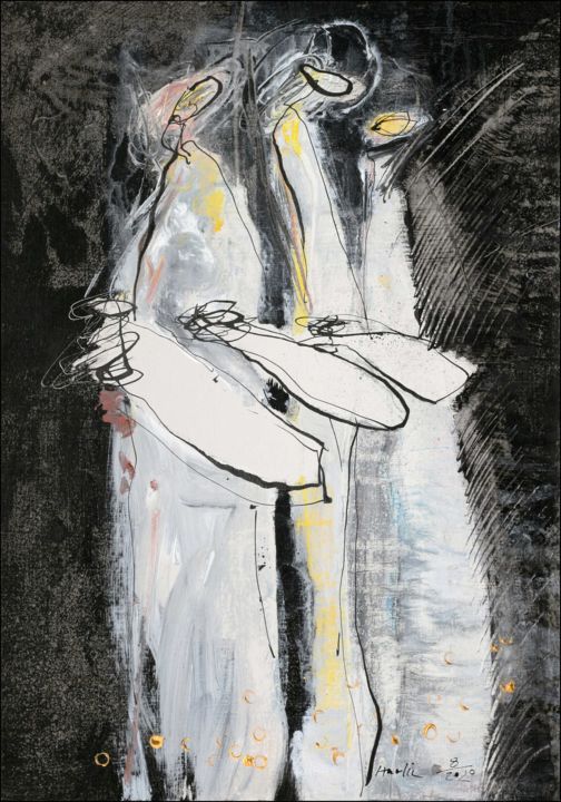 Three Angels 绘画, 19.7x13.8 in