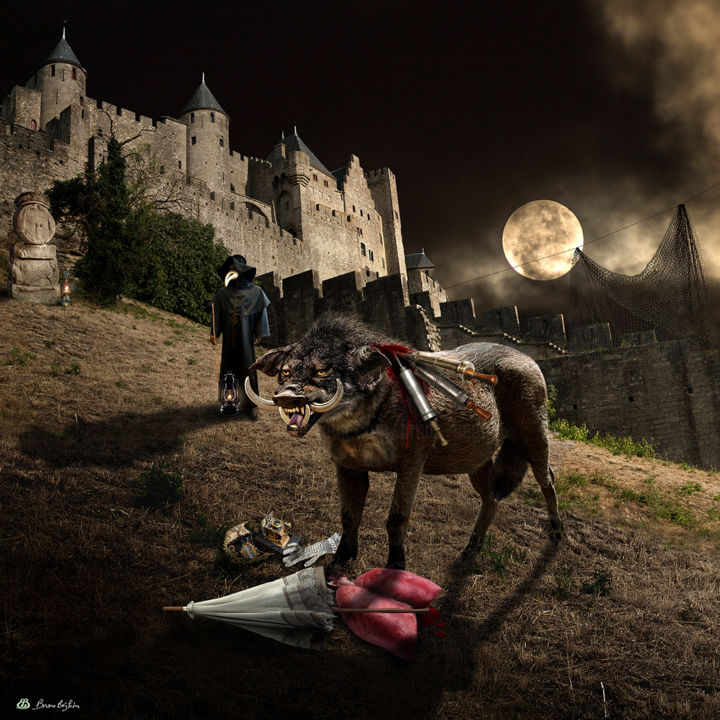 Digital Arts titled "La bête du Covidan" by Bruno Béghin, Original Artwork, Photo Montage