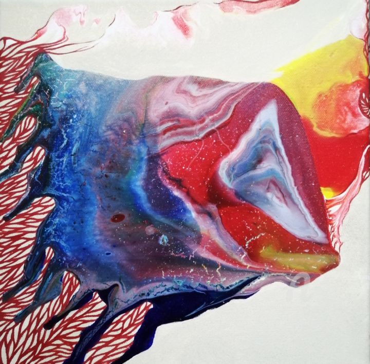 Le paradoxe du poisson volant 绘画, 15.8x15.8 in